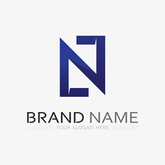N Letter and font  Logo Template