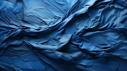 Uma tela de tecido domina o quadro, sua textura uma sinfonia tátil. Um denim azul rico apresenta sua trama familiar, criando colinas e vales de fios. Cada fio é parte da composição maior. - obrazy, fototapety, plakaty
