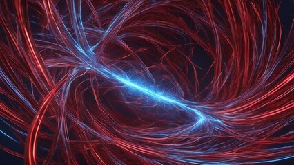Fototapeta premium abstract background with lines A red and blue background with a powerful electric spark in the center 