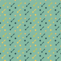 Abstract shooting star seamless pattern background. Vector illustration.
