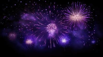 Multicolored fireworks on a dark background. Banner for the site. Place for text. Wallpaper for holidays. Festive light