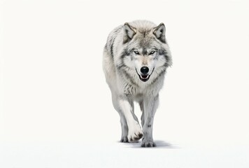 A majestic wolf walking on a snowy landscape