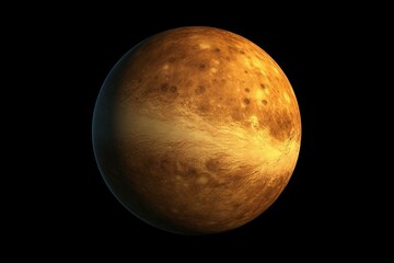 Realistic model of Venus isolated on black background. Generative AI