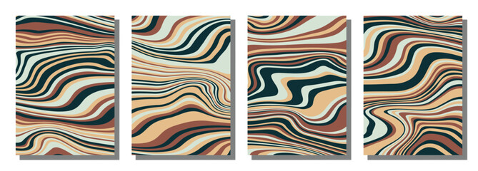 Abstract psychedelic groovy set background.
