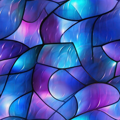 Seamless abstract purple and blue decorative waves background, ai generative