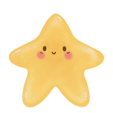 Star icon in cartoon 3d style isolated. Vector illustration yellow star