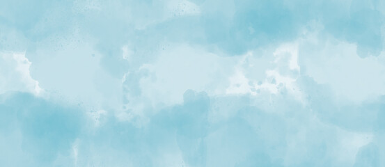 Abstract Watercolor Seamless Pattern with Irregular Light Blue Spots. Repeatable Print with Watercolor Splashes and Stains. Pastel Blue Hand Painted Cloudy Sky Print ideal for Fabric, Wrapping Paper.