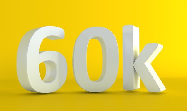 60K Followers. Achievement in 60K followers. 60 000 followers background. Congratulating networking thanks, net friends abstract image, customers. Isolated like and thumbs. Web banner. Sixty thousand.