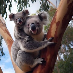 Baby koala in tree