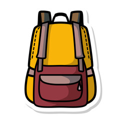 teenage , school backpack cartoon style vector illustration, school bag , knapsack , bookstack cartoon style vector image