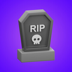 Halloween tombstone Icon Set 3D Rendering on isolated background 