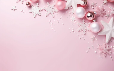 pink festive christmas background with place for text