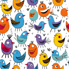 seamless pattern with cute birds
