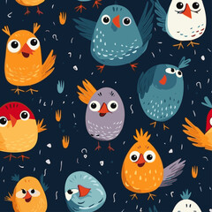 seamless pattern with cute birds