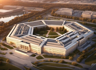 Pentagon building - Created with Generative AI Technology - obrazy, fototapety, plakaty