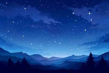 Fototapeta na wymiar Simple night sky illustration with radiant stars. Generative AI