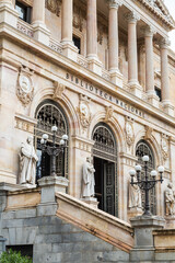 Fototapeta na wymiar Principal facade of The National Library of Spain. Madrid. Spain. Details
