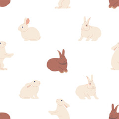 Seamless Pattern Featuring Adorable Rabbits, Creating A Delightful, Whimsical Design Wallpaper Or Wrapping Paper