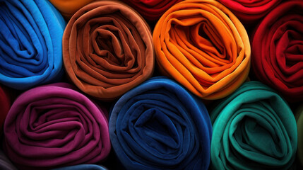 colorful fabric rolled background