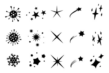 Sparkle star icons. Shine icons. Stars sparkles vector. Starburst flower sale badge. Star blank label, stickers emblem and sun ray frames