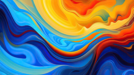 Abstract colorful art painting illustration waves texture in rainbow colors for design.Creative multi colored background.Generativa AI.