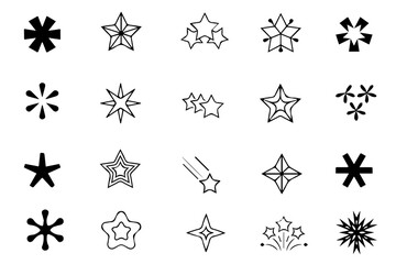Sparkle star icons. Shine icons. Stars sparkles vector. Starburst flower sale badge. Star blank label, stickers emblem and sun ray frames