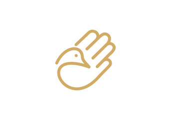 bird with hand logo design vector