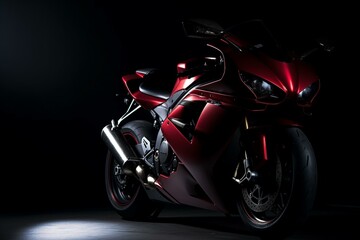 dark background with red sport motorcycle wallpaper. Generative AI