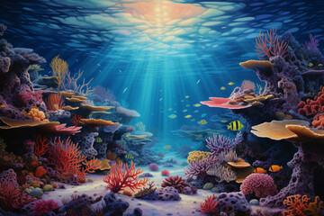 Fototapeta na wymiar types of coral reefs under the sea