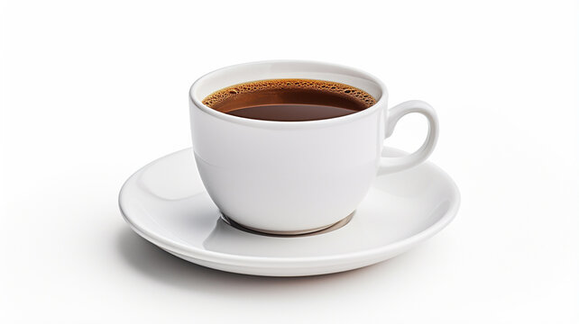 3 d render of coffee cup with saucer and saucer isolated on white background.