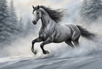 Obraz na płótnie Canvas The Black Horse Running