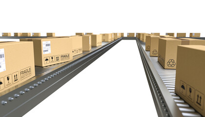  conveyor belts with parcels.