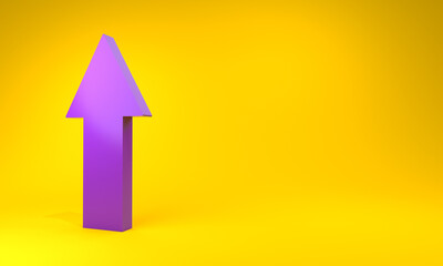 3d render purple arrow on yellow