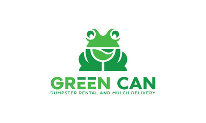 Green Can Cartoon frog Logo Design