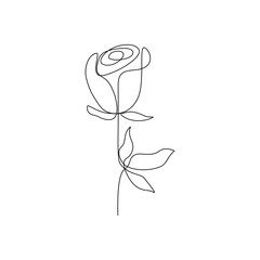 
Rose one line. Vector drawing.