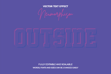 Editable text effect Outside neumorphism template style premium vector