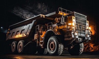 Large Dump Truck Moving Through Coal Mine