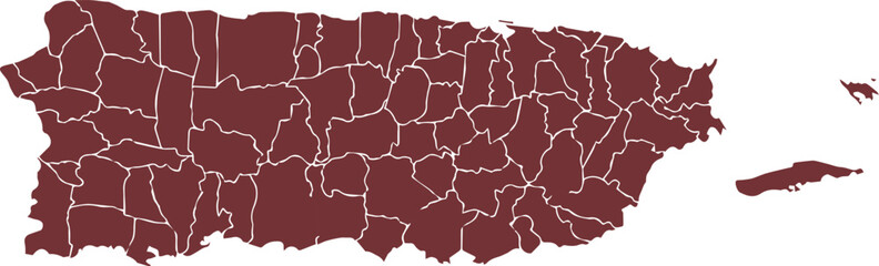 Obraz premium vector map of Puerto Rico wine color