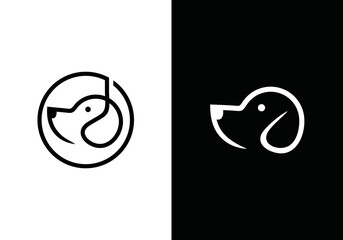 simple dog logo design. pet care concept elements. linear style symbol vector illustration.	
