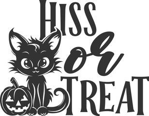 Hiss Or Treat - Halloween Cat Illustration