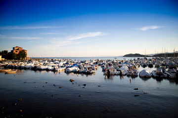Photographic shot of the small port of Baratti in Tuscany