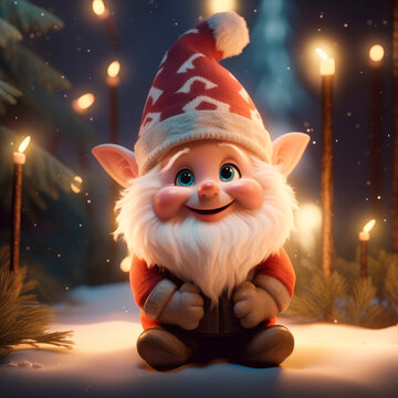 Cute Christmas Gonks on the background of a Christmas picture 