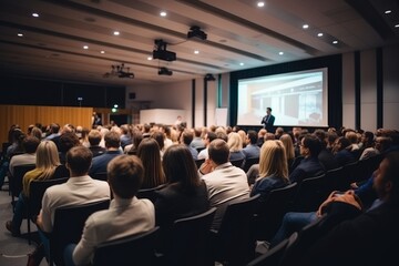 Audience Full of Businesspeople at an Innovative Keynote Presentation