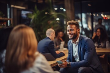 Empowering Business Seminar - Businessman at Cafe with Partner