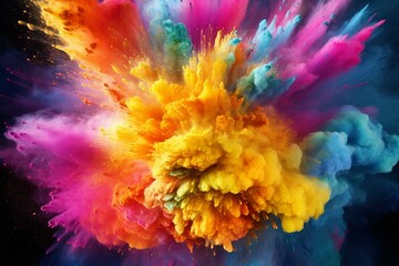 Vibrant burst of colored powder. Generative AI