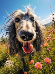 Afghan Hound - Happy Dogs in a Meadow on a Sunny Day