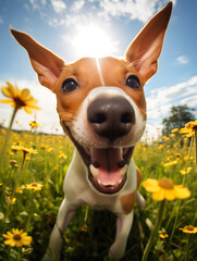 Basenji - Happy Dogs in a Meadow on a Sunny Day