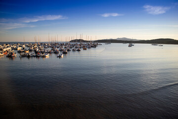Photographic shot of the small port of Baratti in Tuscany