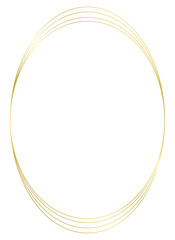 Golden metal oval frame isolated on white. Vector frame for photo. Frame for text, certificate, pictures, diploma