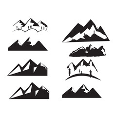 8 Set of mountains shapes isolated on white background. Vector illustration